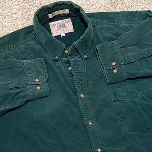 90s Vintage John Ashford Sport Corduroy Shirt | Dark Green | Large